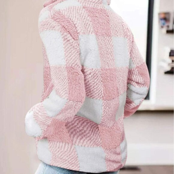 ZESICA Women’s Plaid Sherpa Fleece Pullover – Cozy Half-Zip Jacket 2XL - Picture 4 of 4